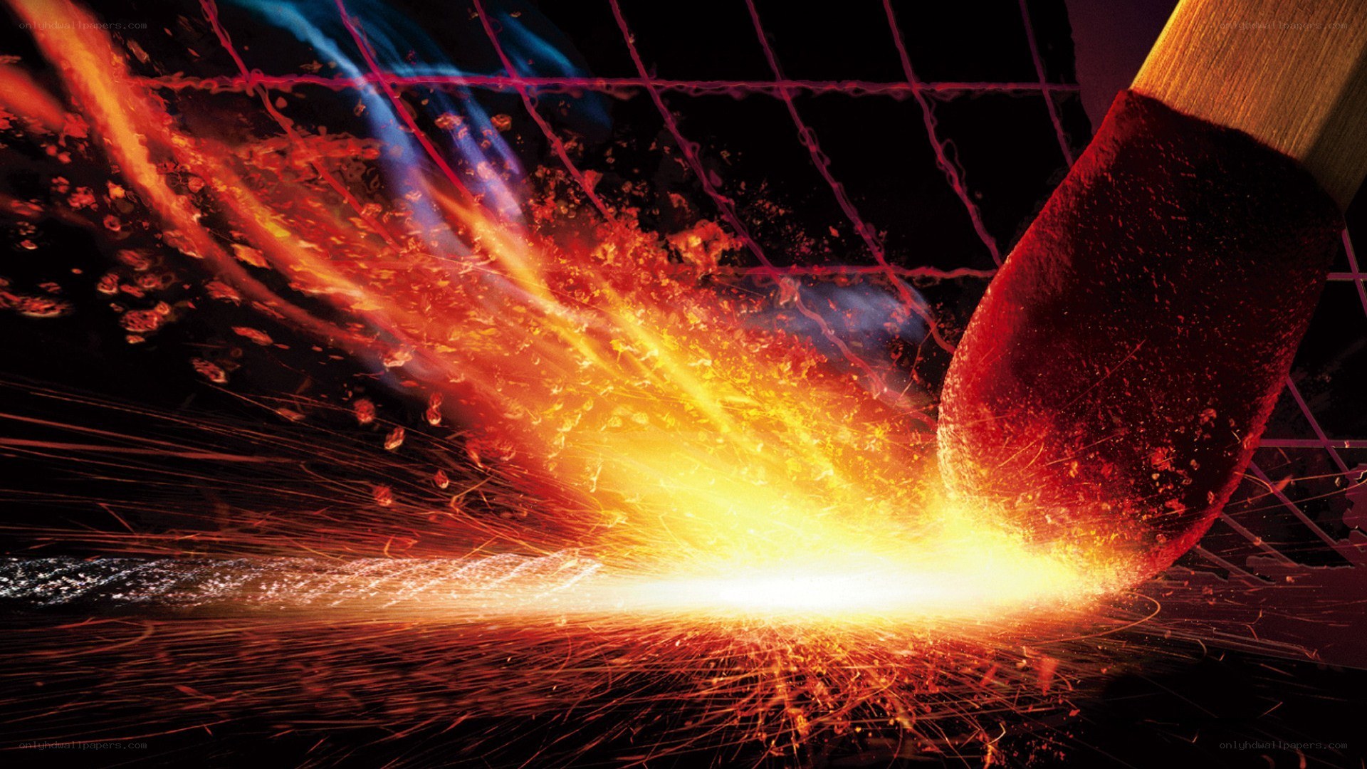 Match igniting with sparks