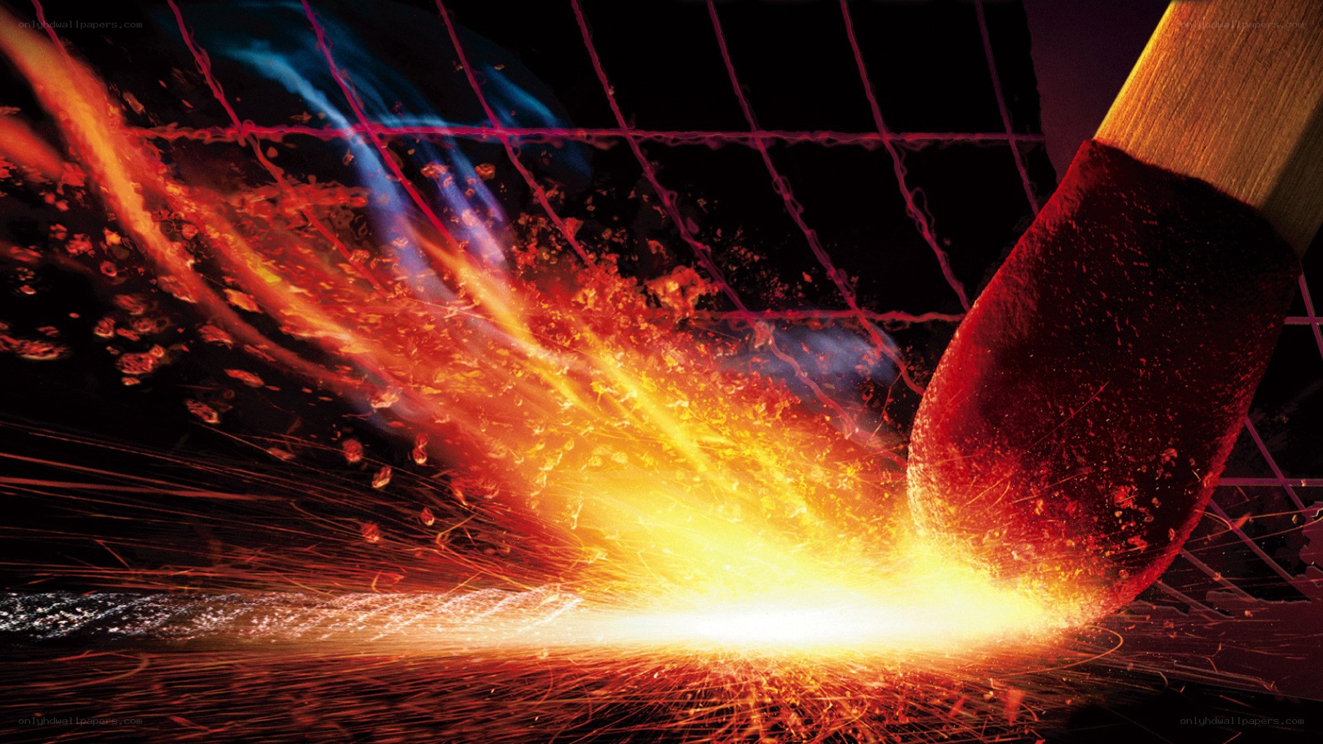 match igniting with sparks