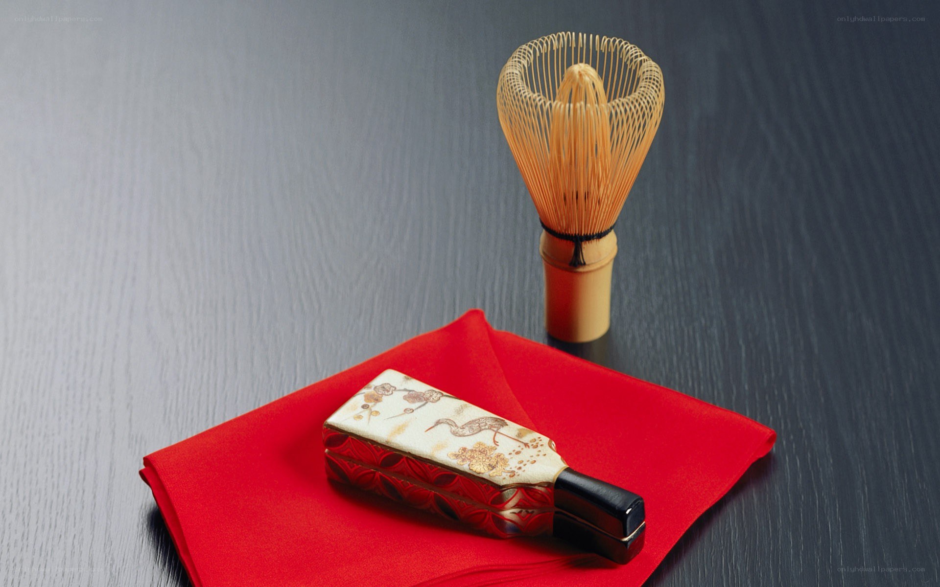 Matcha whisk and tea caddy