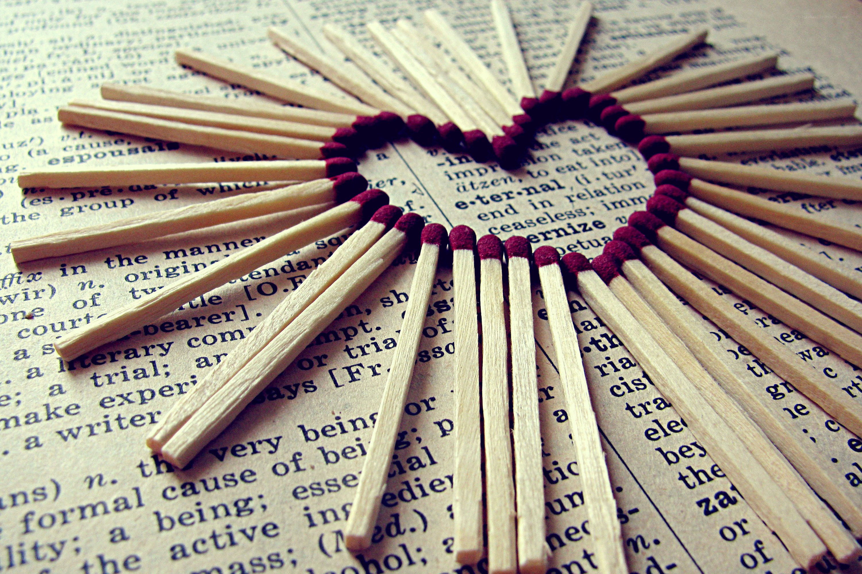 matches arranged in a heart shape