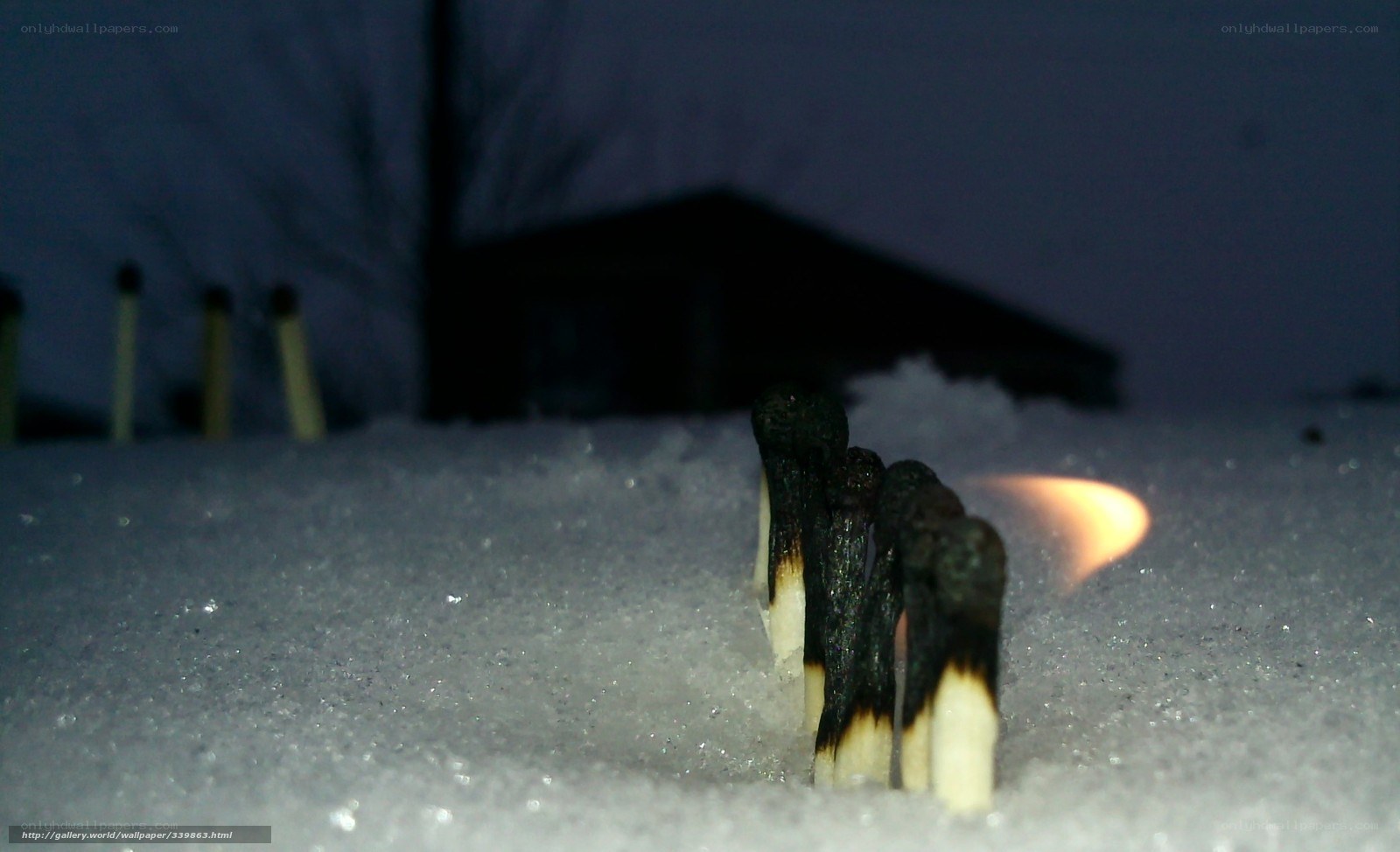 Matches burning in snow