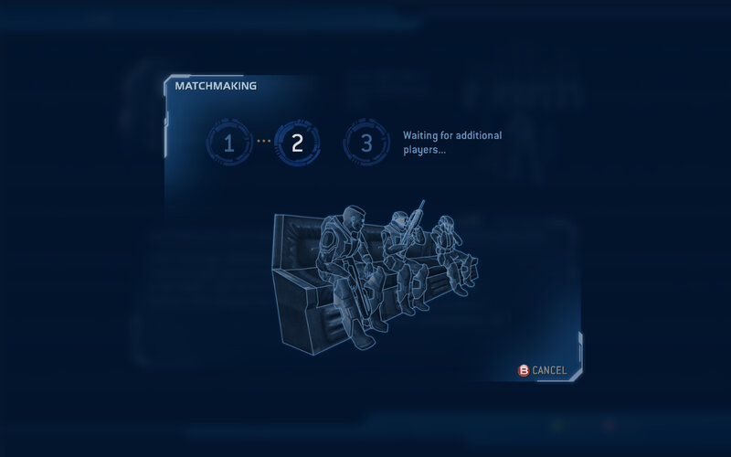 Matchmaking screen in a sci-fi game