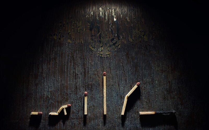 Matchstick art on wood