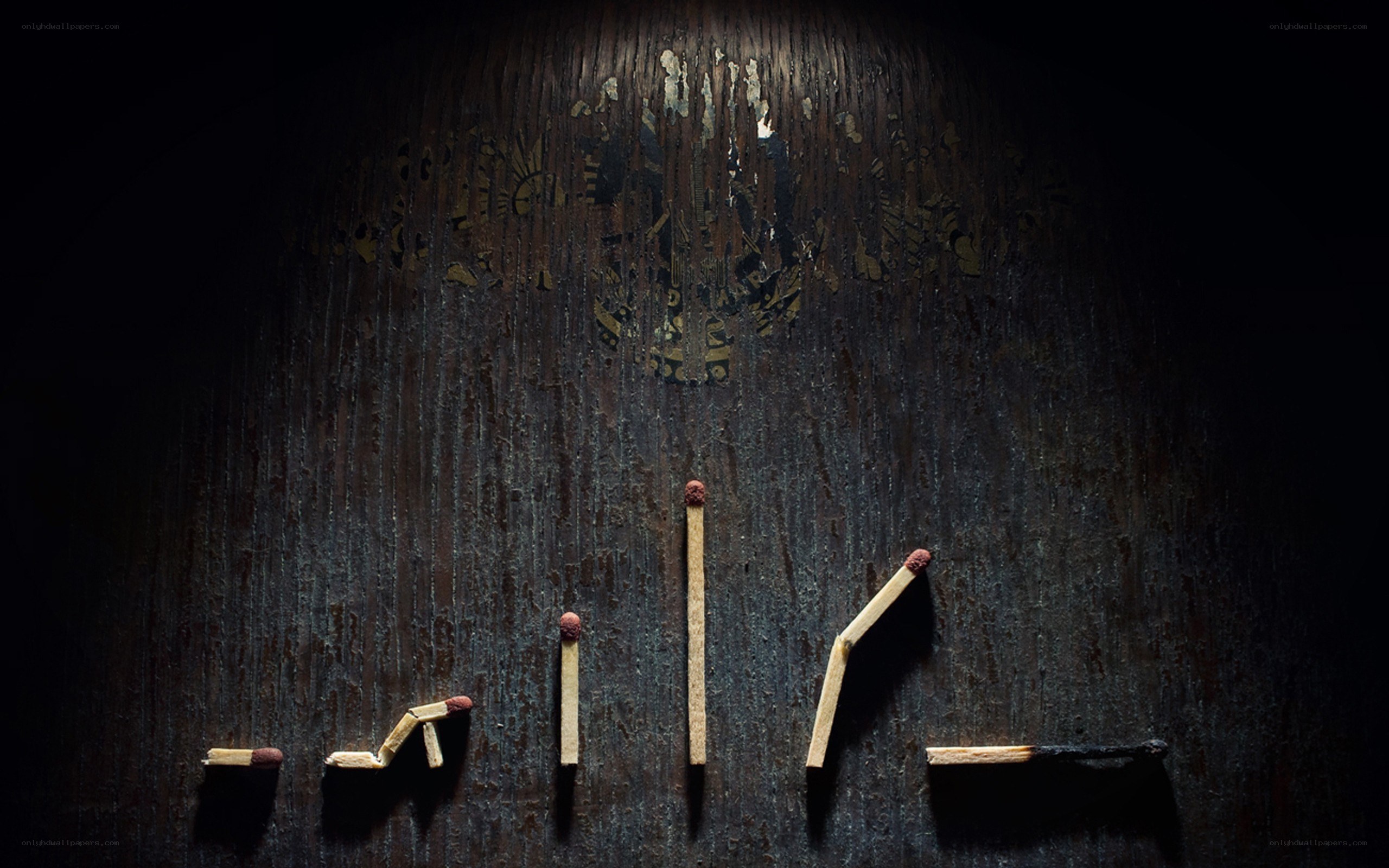 Matchstick art on wood