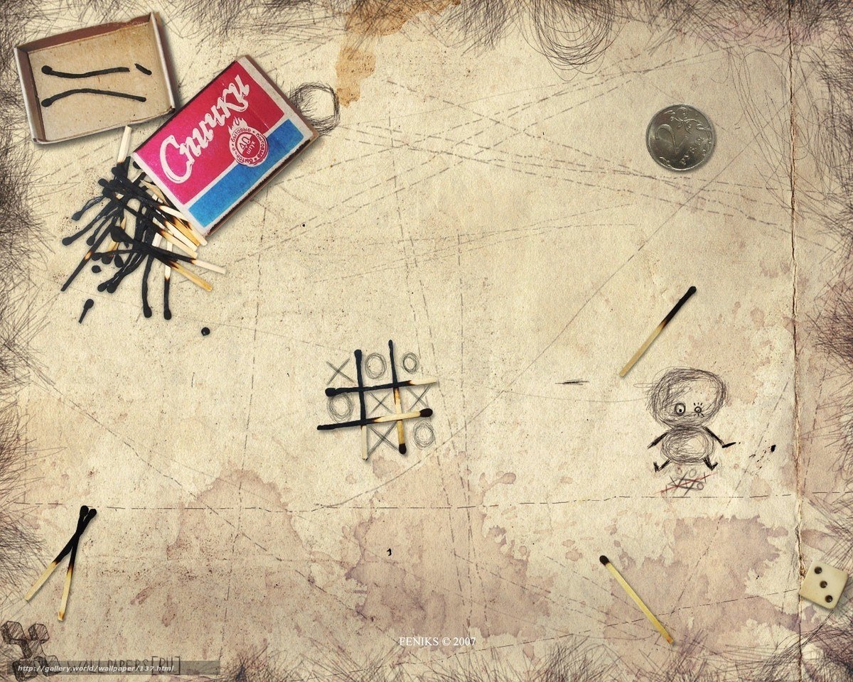 Matchstick game on old paper