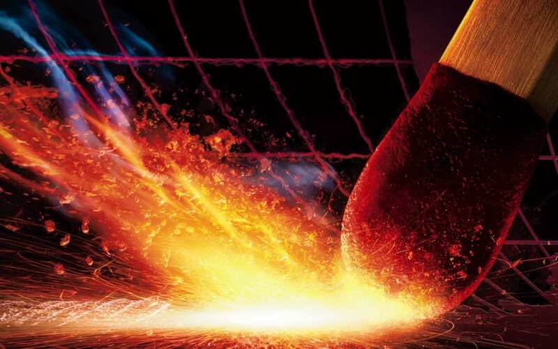 Matchstick Igniting — Red, Dramatic, Digital Art, Fire