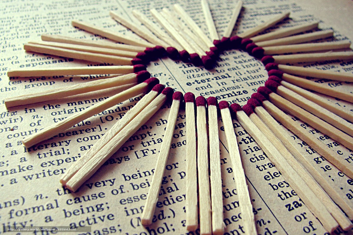 matchsticks arranged in a heart
