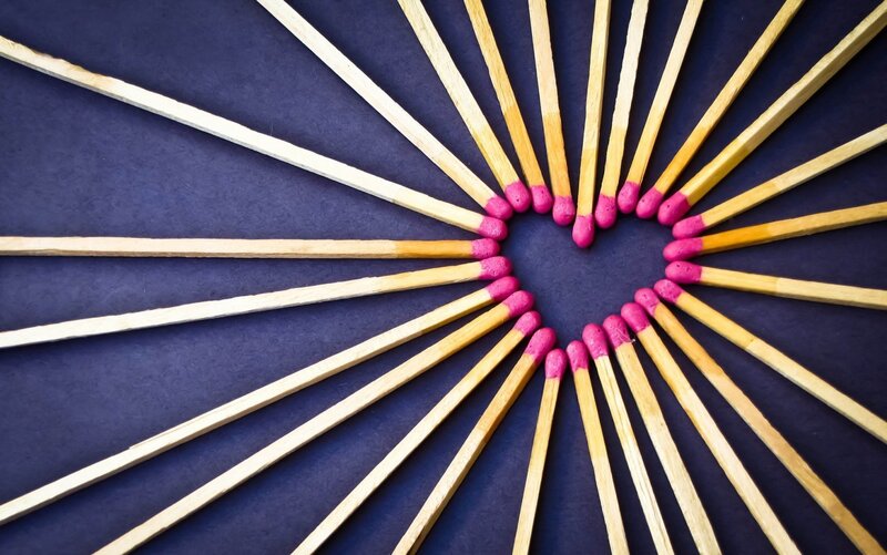 Matchsticks Arranged in Heart — Purple