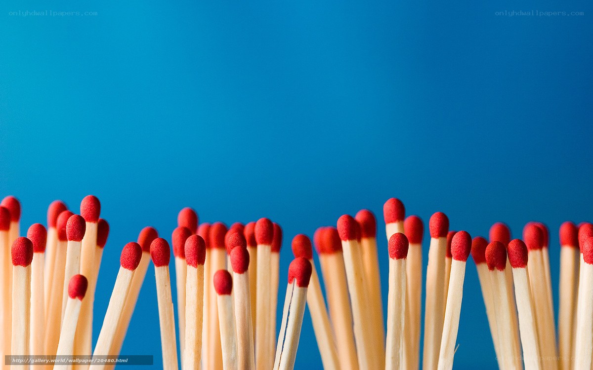 Matchsticks on blue background