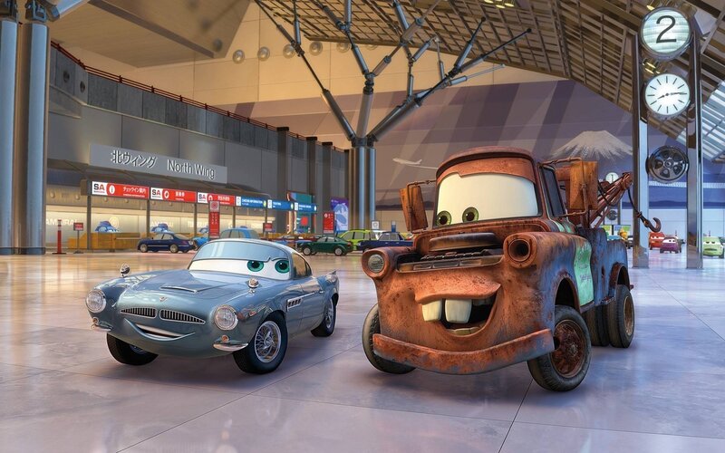 Mater and a Blue Car