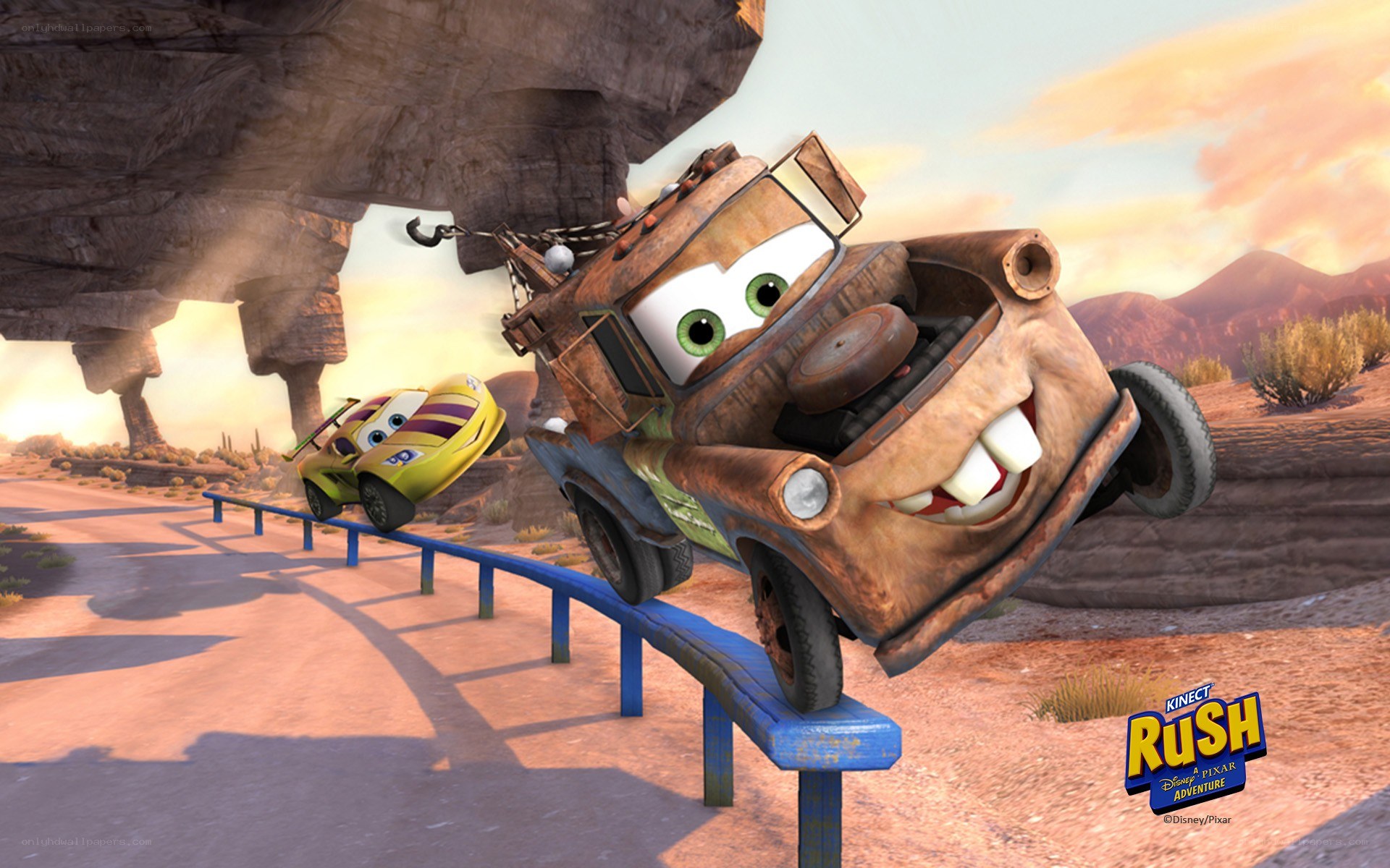 Mater and Luigi in a stunt