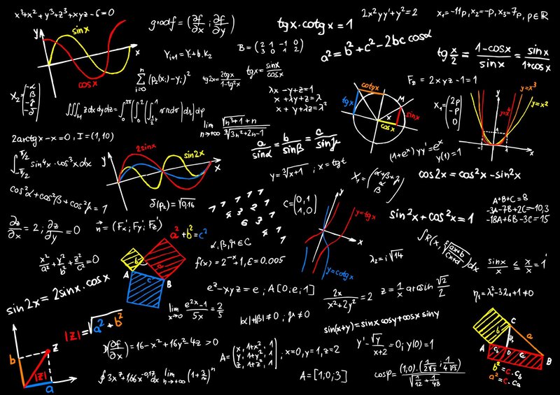 Mathematical Equations and Graphs — Black, Academic, Illustration, Formulas