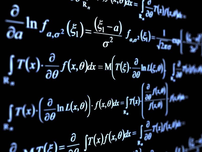 mathematical equations on black background