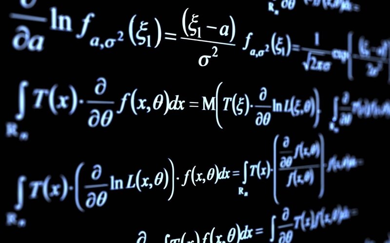 mathematical equations on black background