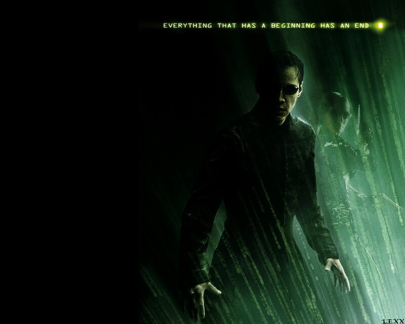 Matrix character with green code