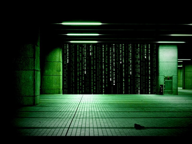Matrix code in underground corridor