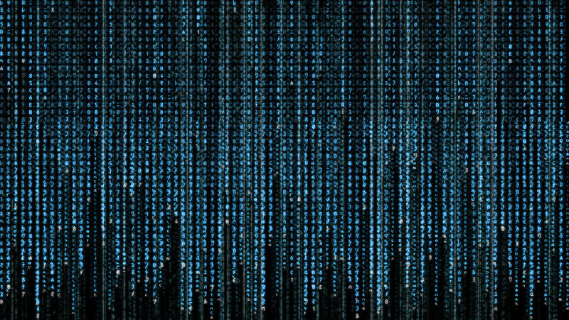 Matrix Code Rain — Blue, Dramatic
