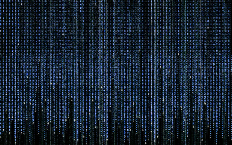 Matrix Code Rain — Blue