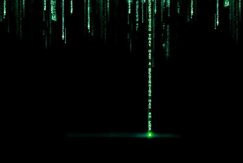 Matrix code rain with quote