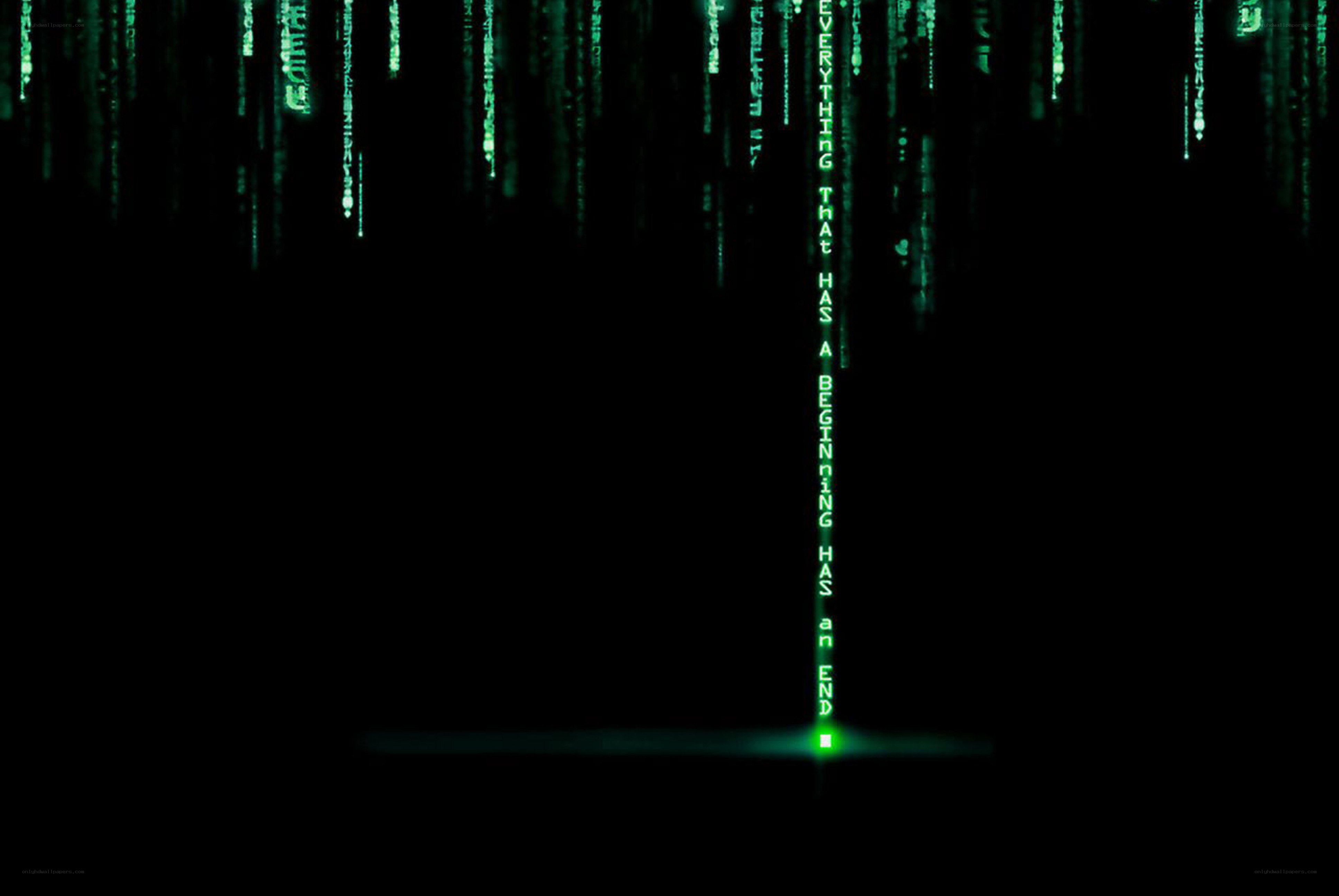 Matrix code rain with quote