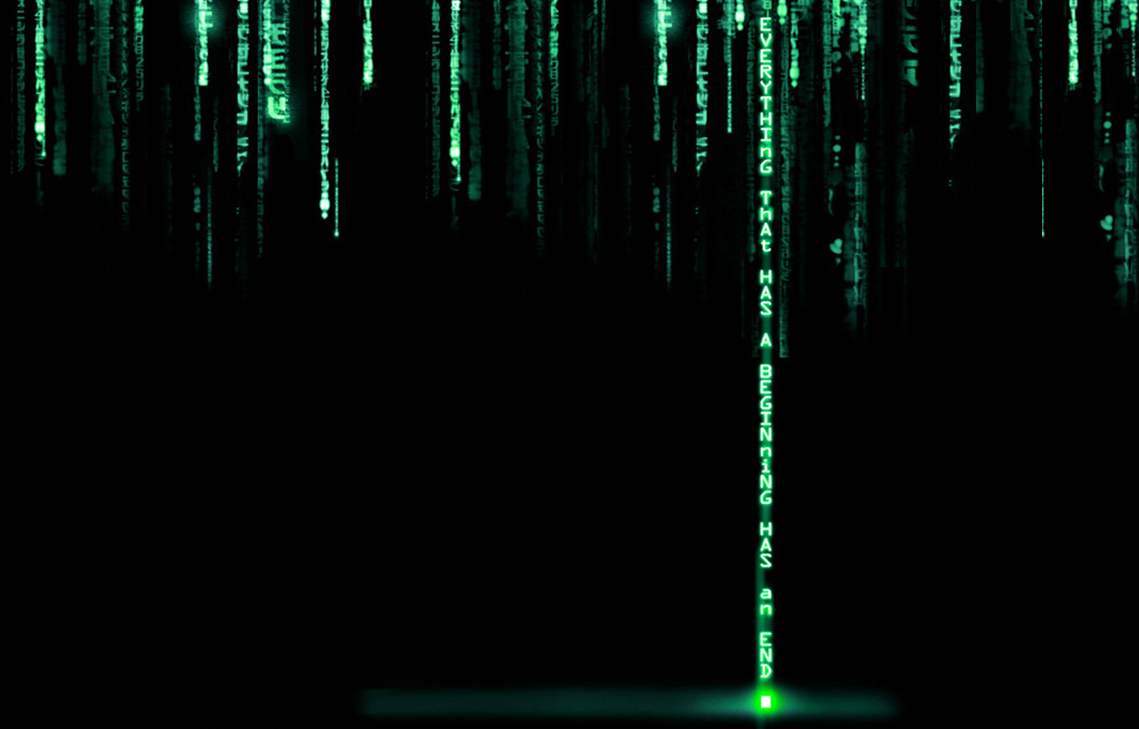 Matrix code rain with quote