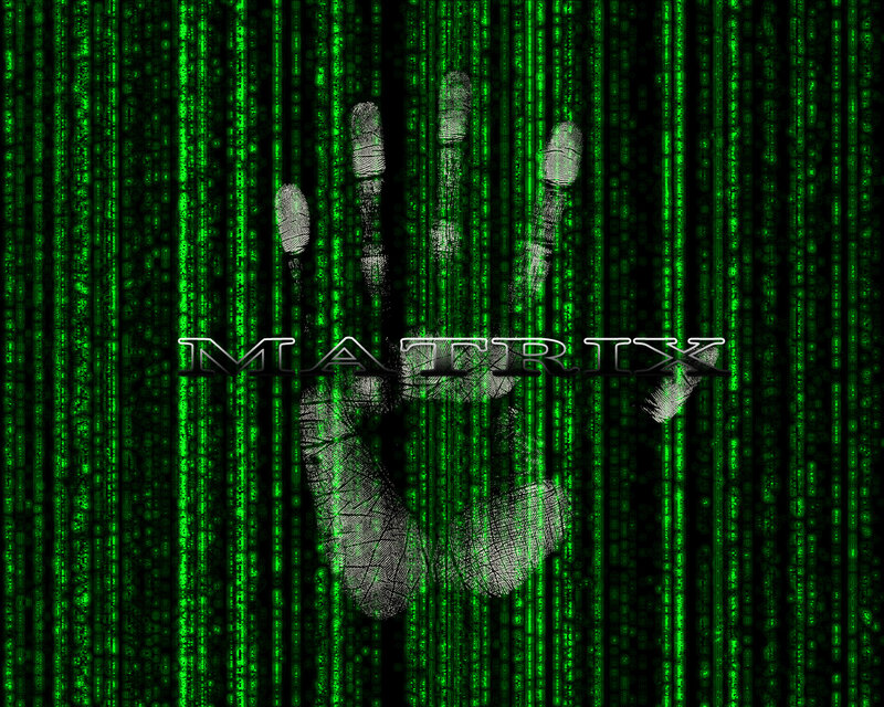Matrix digital rain hand