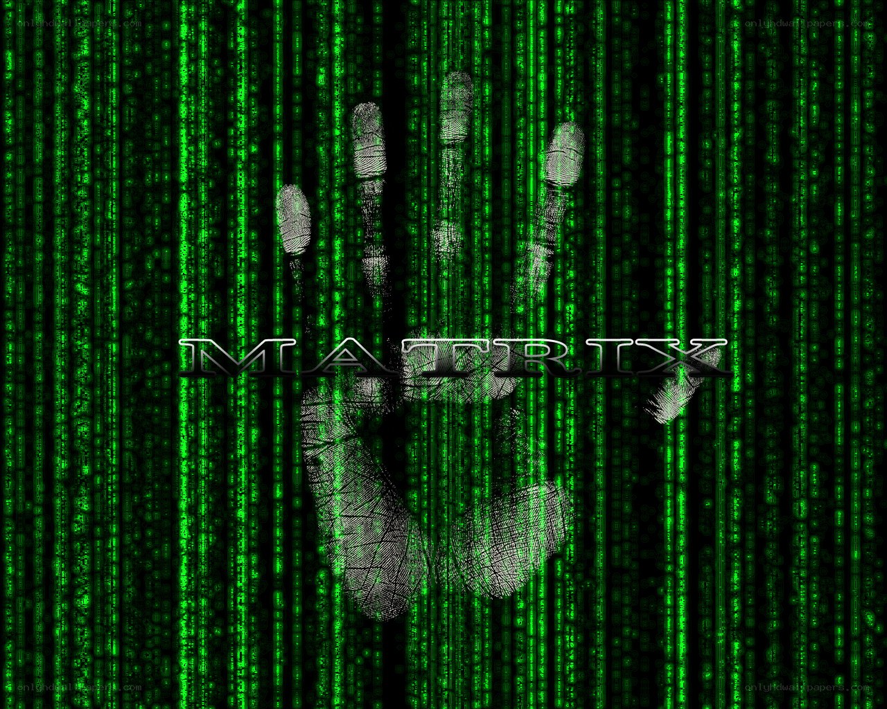 Matrix digital rain hand