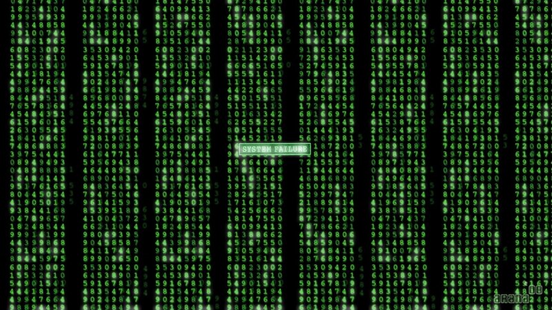 Matrix-style code with system failure