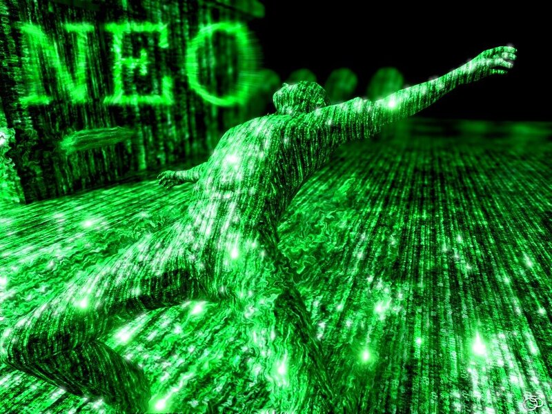 Matrix-style digital figure