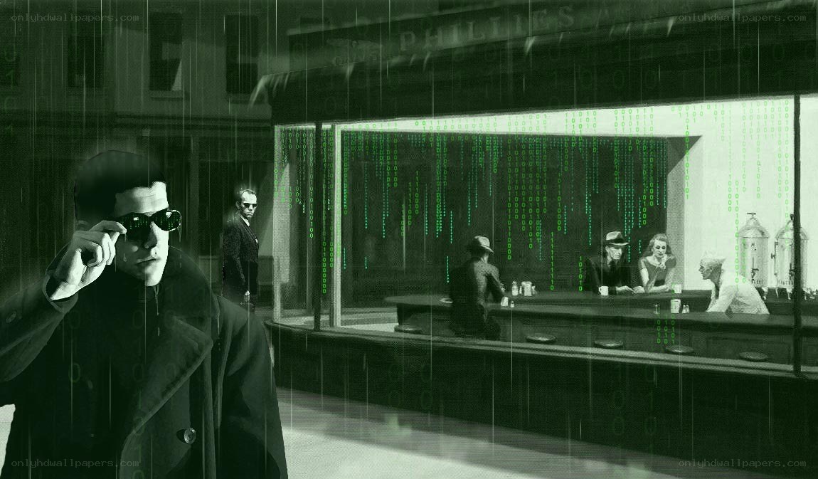 Matrix-style digital rain scene