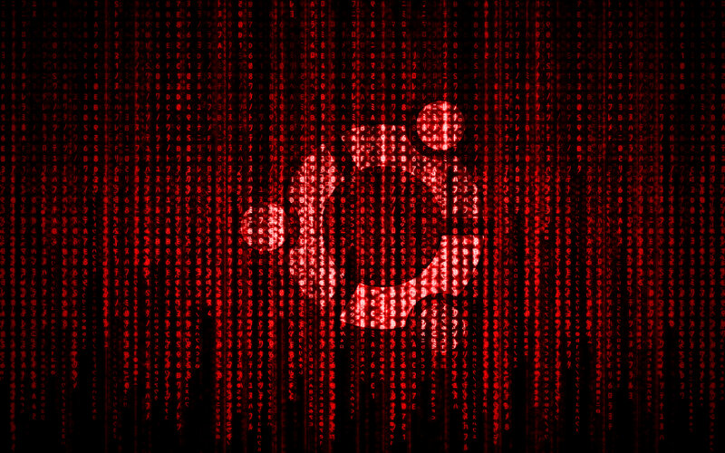 Matrix-style digital rain with logo