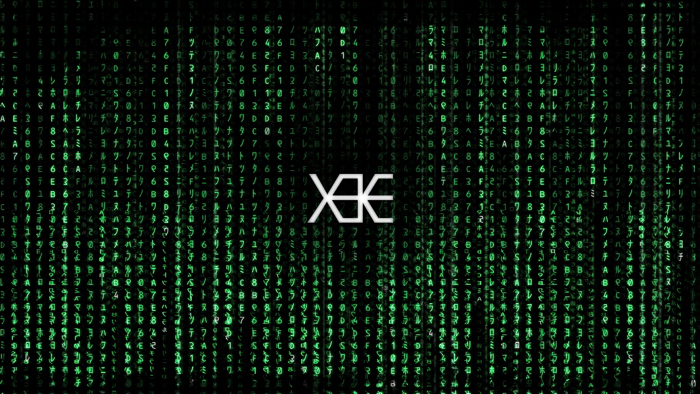 Matrix-style digital rain with logo