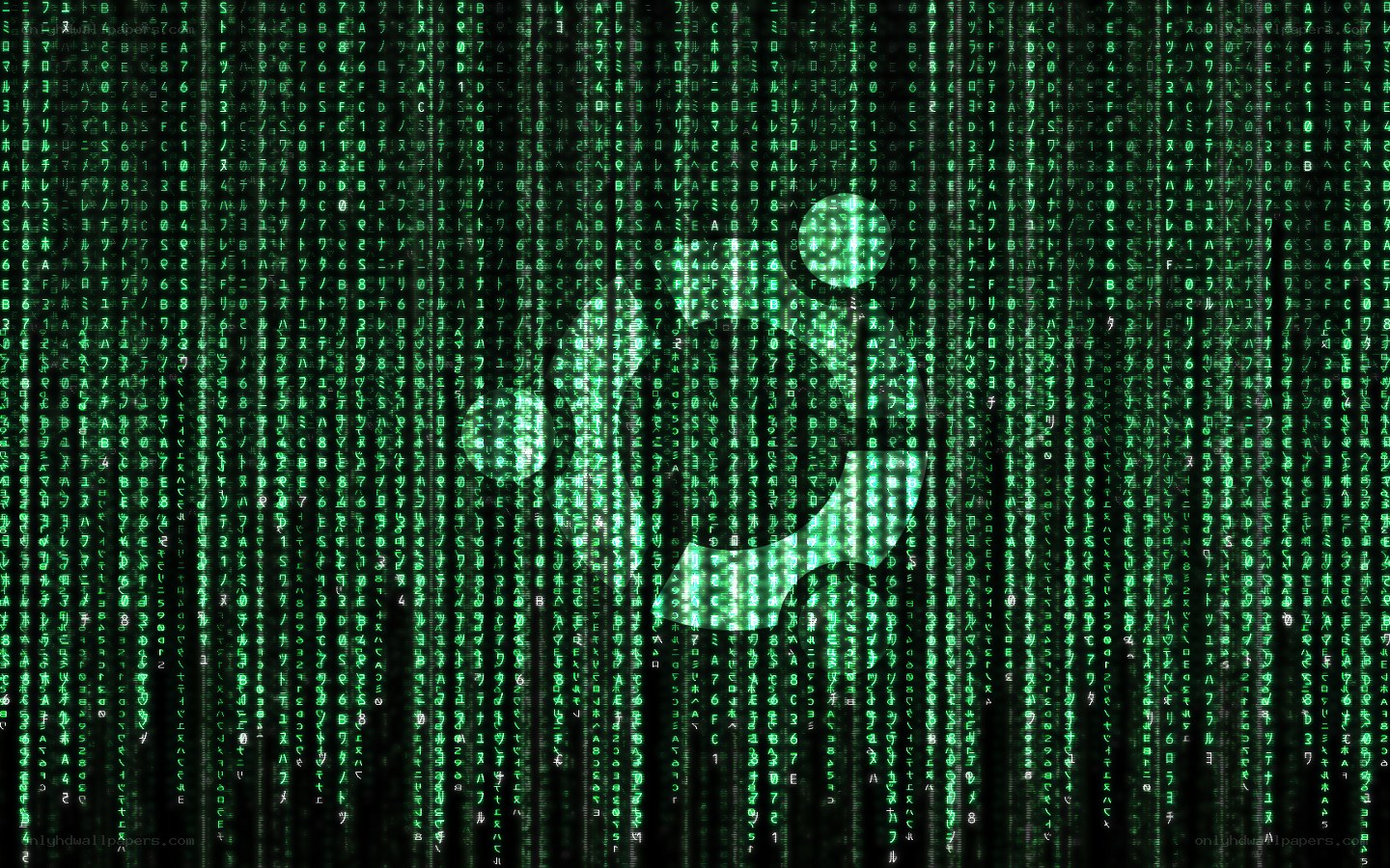 Matrix-style digital rain with phone icon