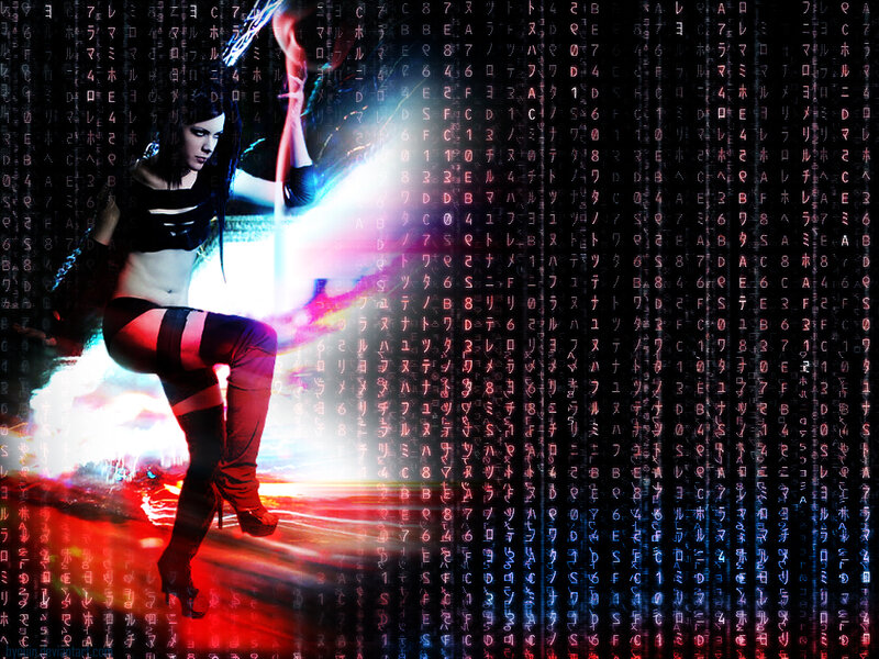 Matrix-style digital warrior