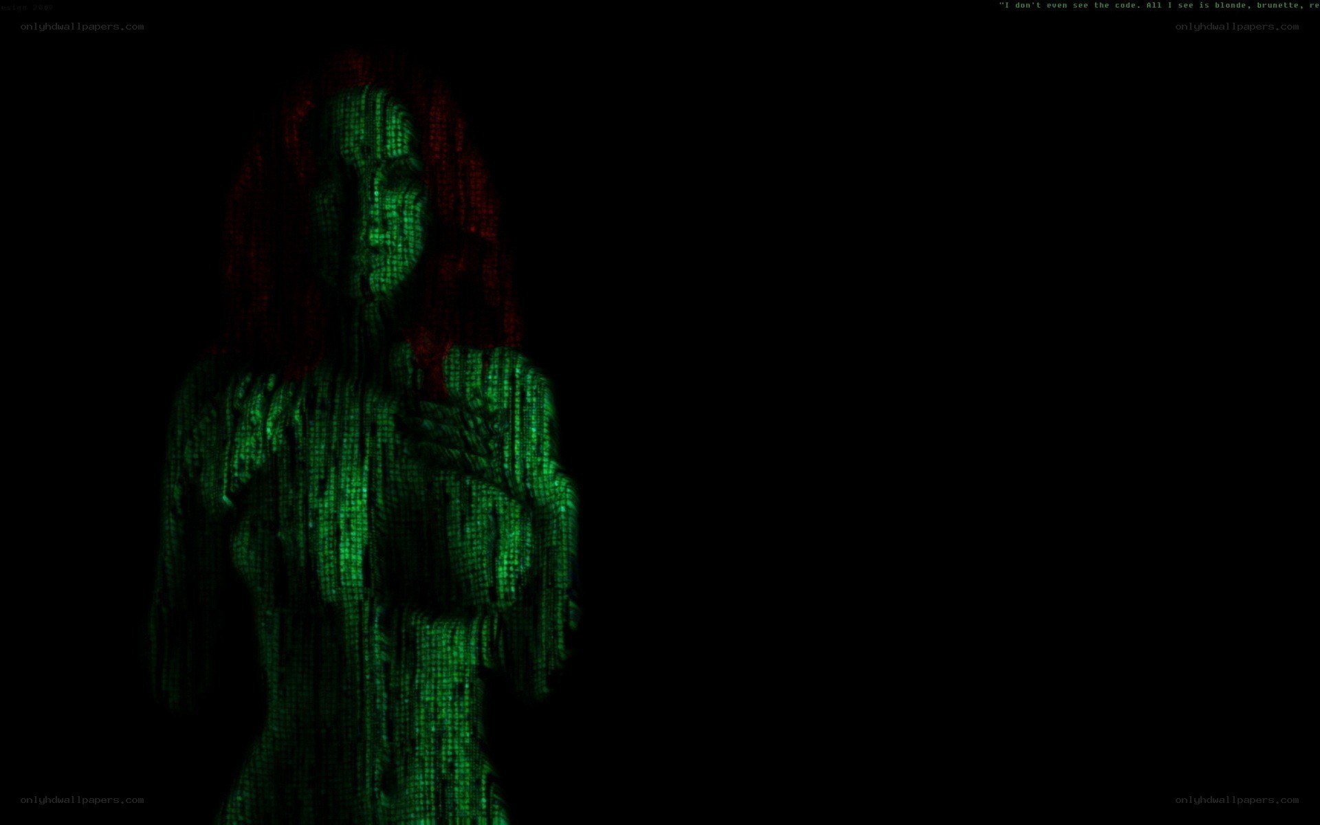 Matrix-style digital woman