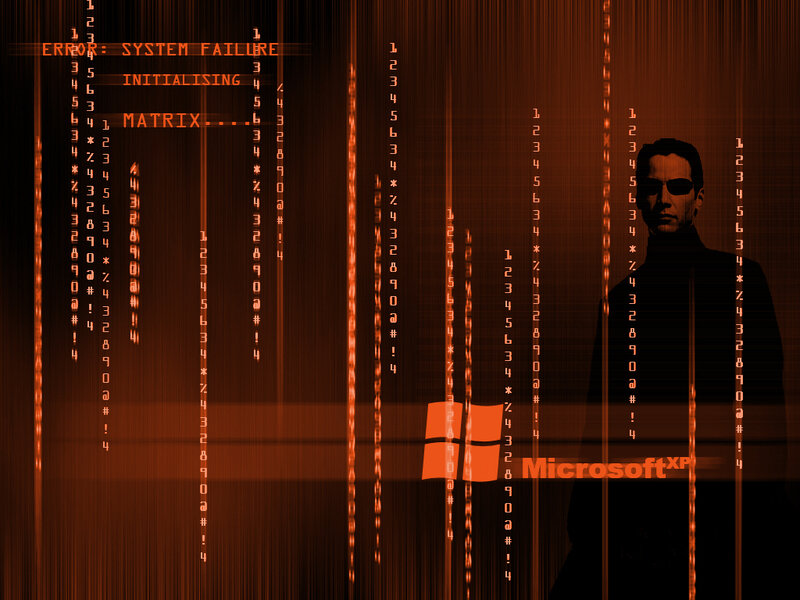 Matrix-themed Windows XP wallpaper