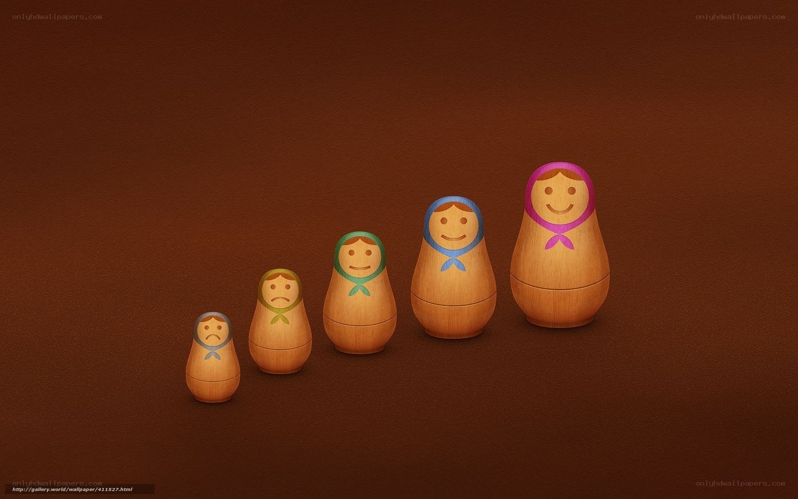 Matryoshka dolls in a row