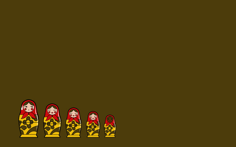 Matryoshka dolls in a row