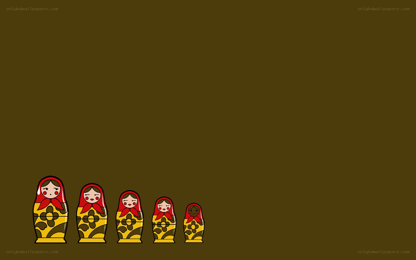 Matryoshka dolls in a row