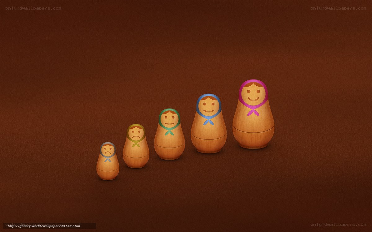 Matryoshka dolls in a row