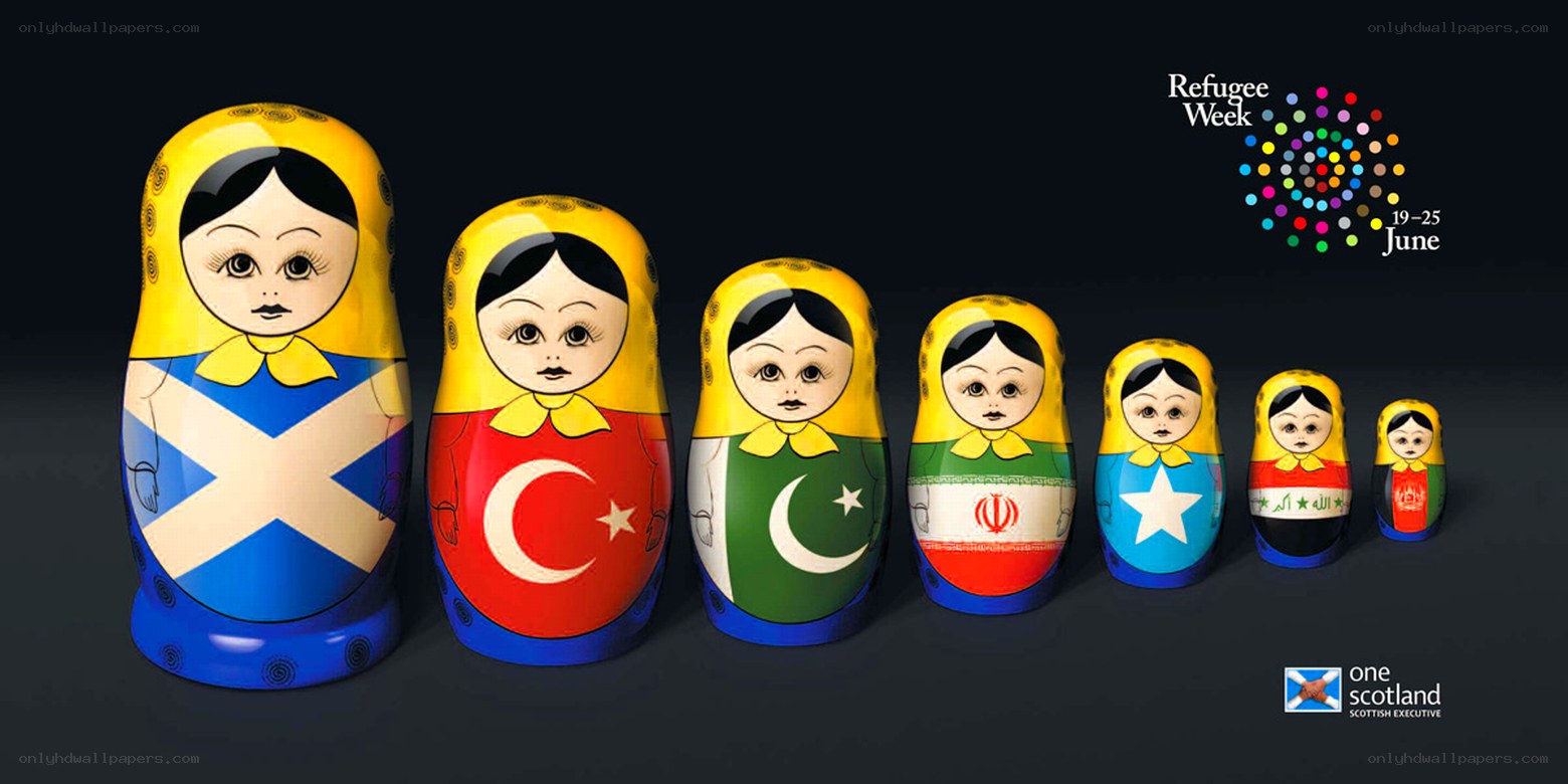 Matryoshka dolls with national flags