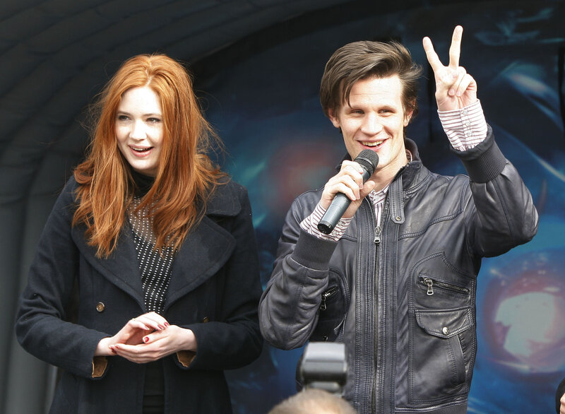 Matt Smith and Karen Gillan on stage