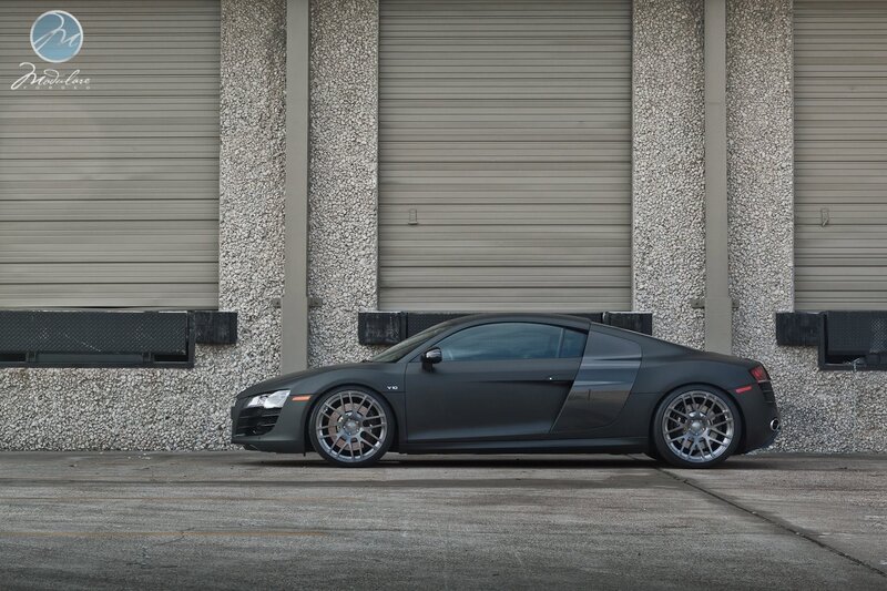 Matte black Audi R8 sports car