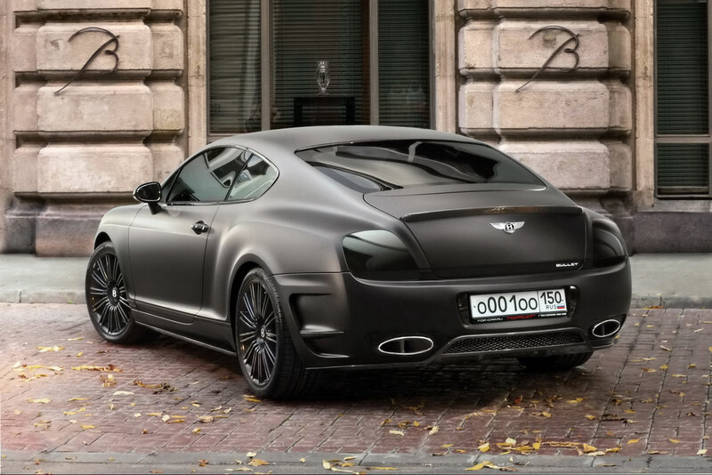 Matte black Bentley parked on street