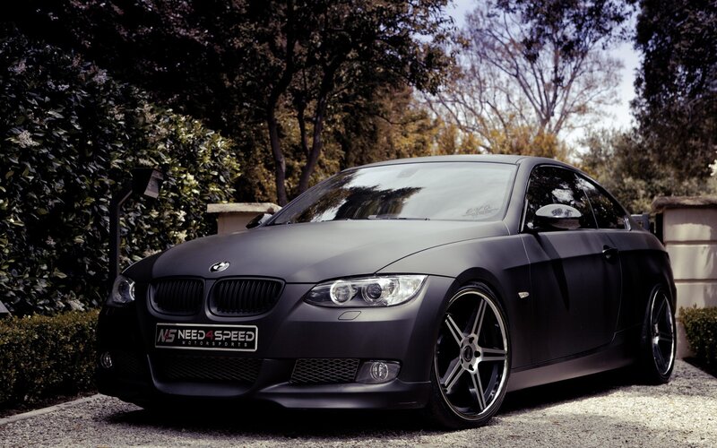 Matte black BMW coupe
