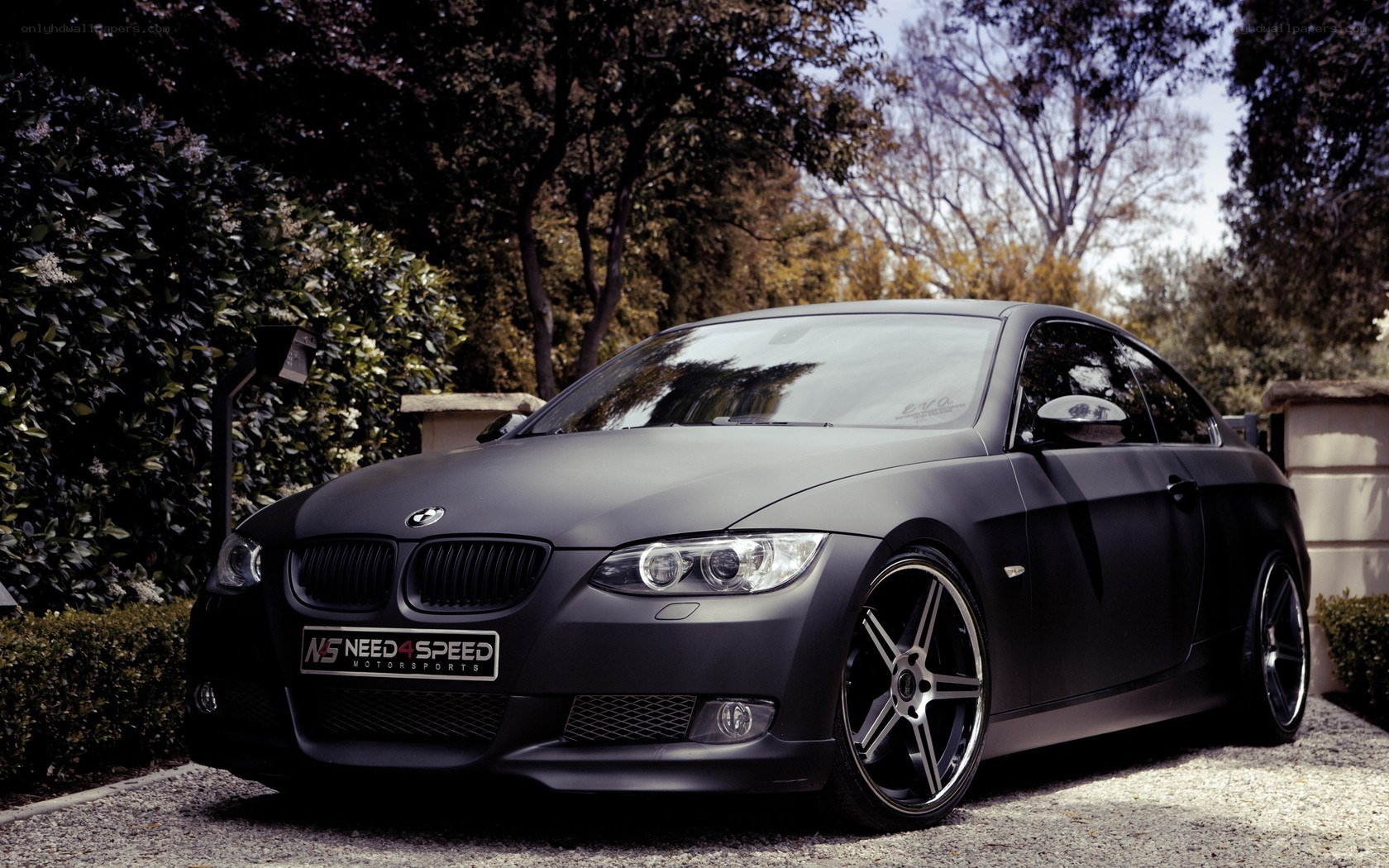 Matte black BMW coupe