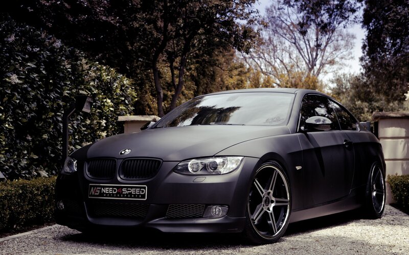 Matte black BMW coupe