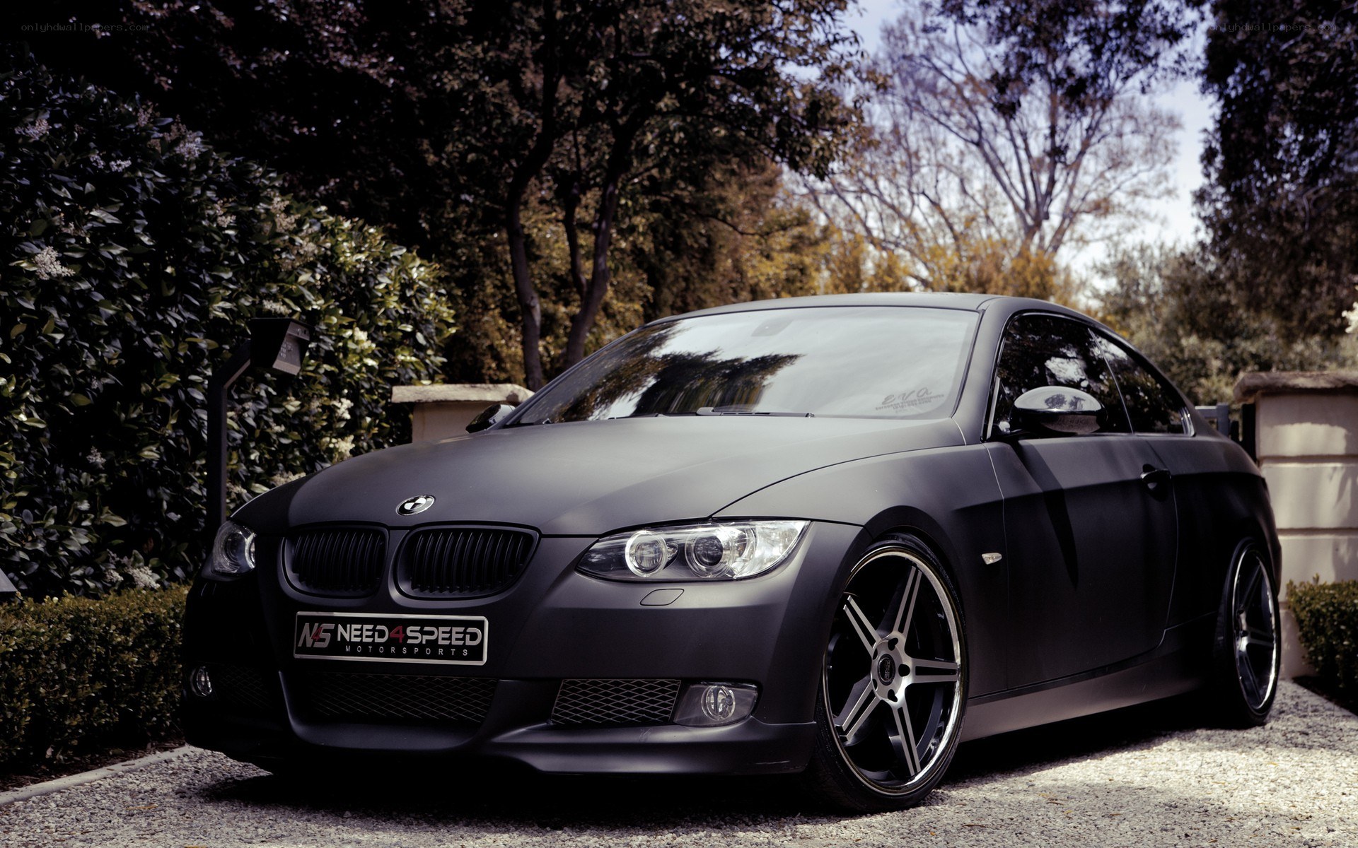 Matte black BMW coupe