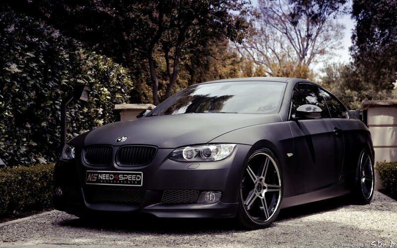 Matte black BMW coupe