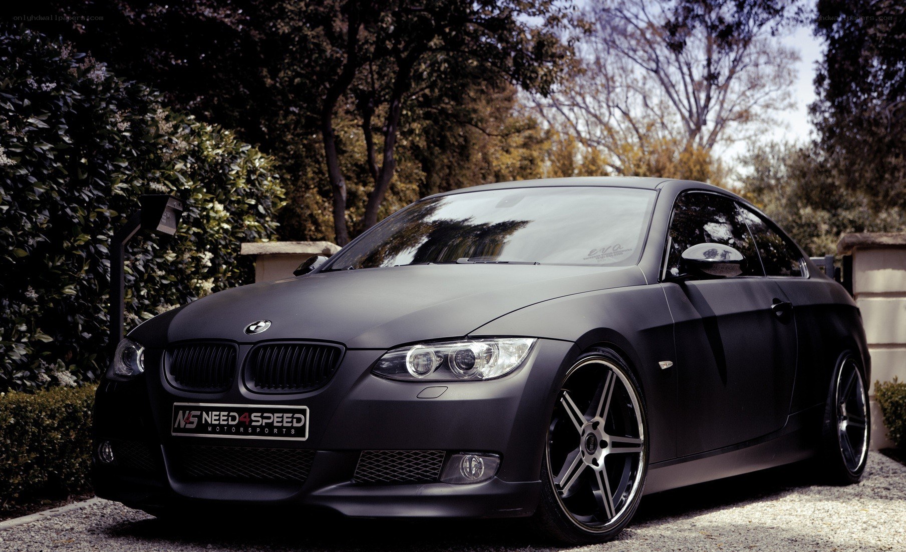 Matte black BMW coupe